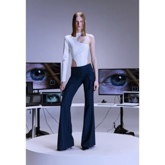 NWT Ceren Ocak x REVOLVE Vegan Leather One Shoulder Cutout Bodysuit S White - Picture 3 of 14